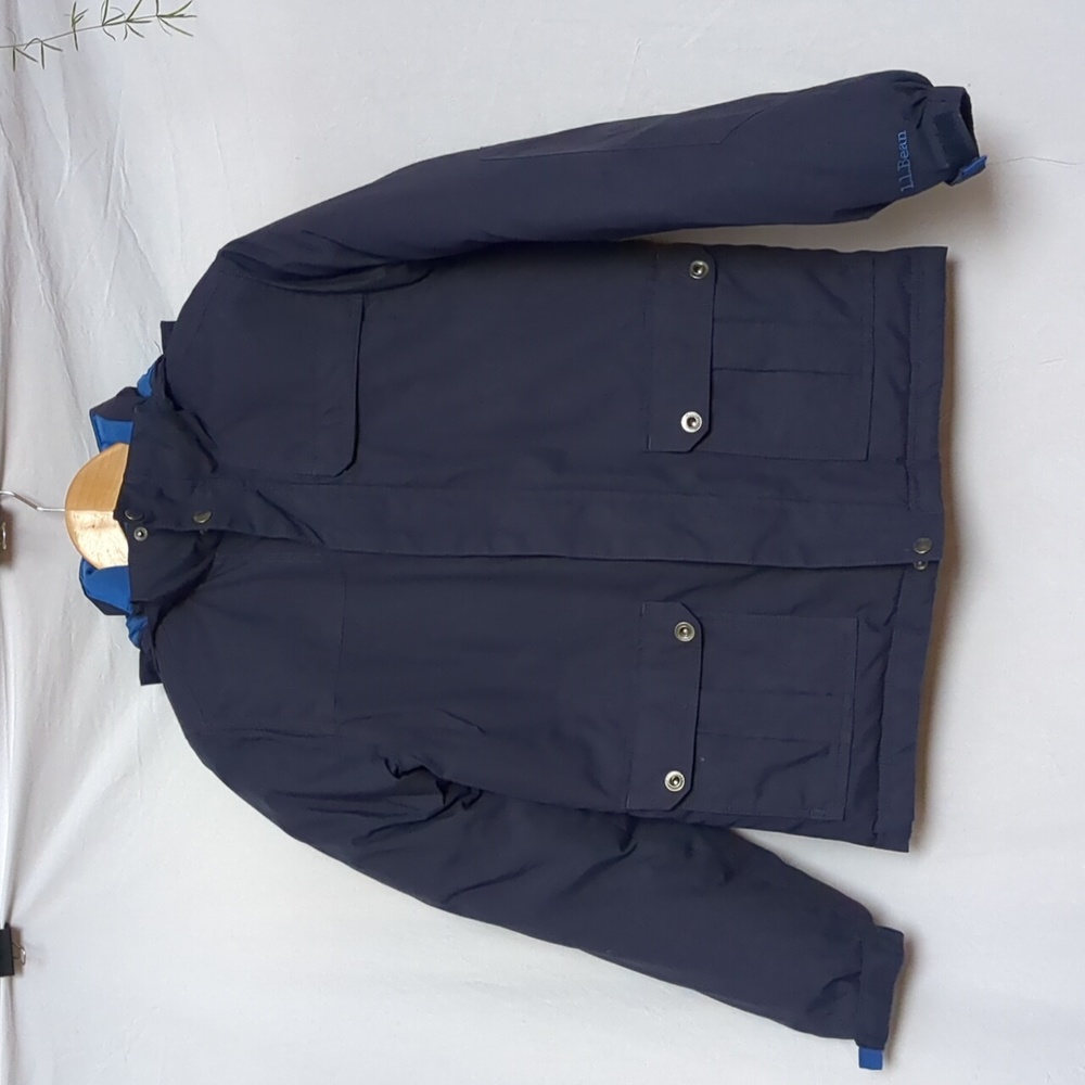 LL Bean jacket Navy blue down winter snow ski medium 10/12